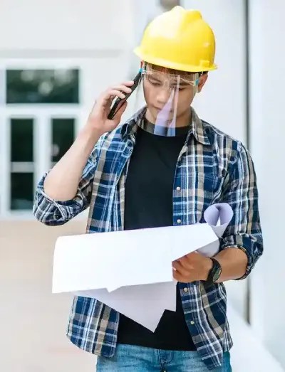 architects-hold-floor-plans-talk-phone